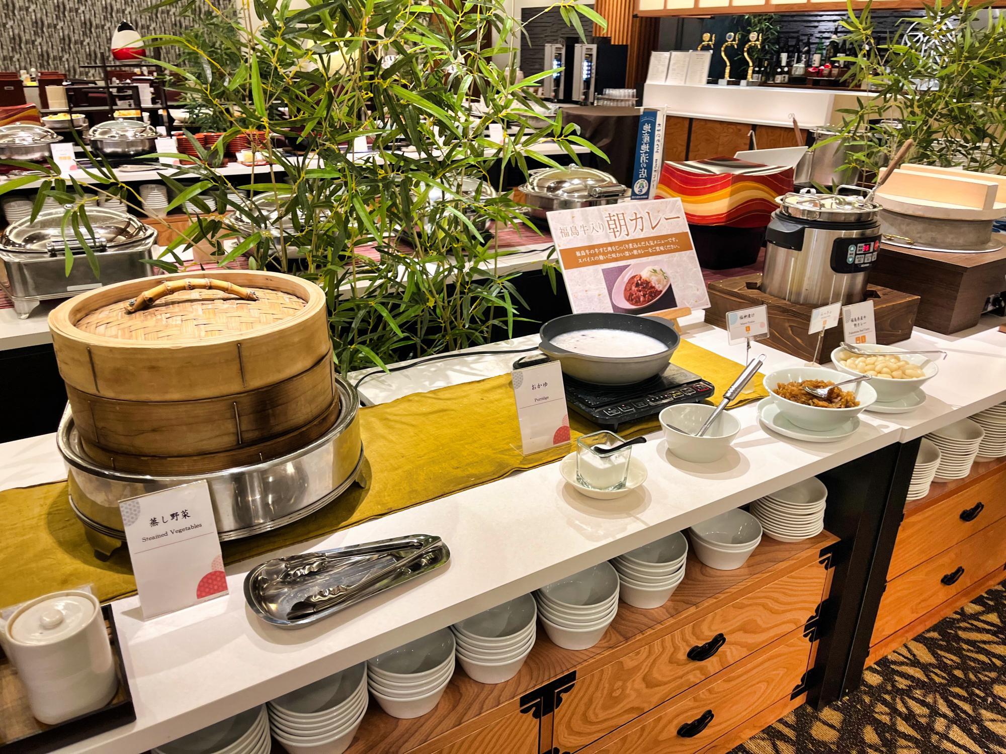 芦ノ牧温泉 丸峰観光ホテル ビュッフェレストラン 麗峰 おかゆ 朝カレー コーナー