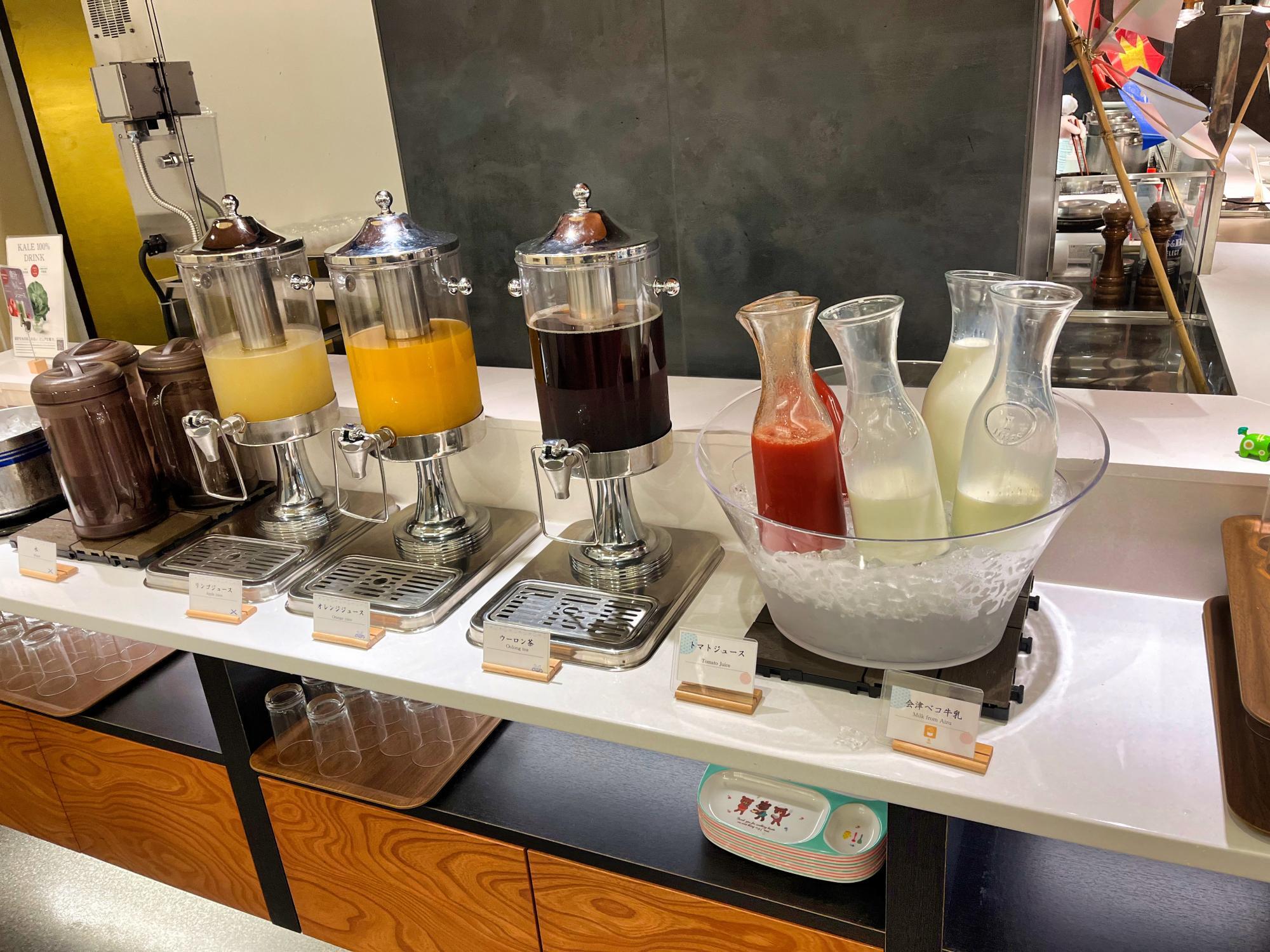 芦ノ牧温泉 丸峰観光ホテル 朝食ビュッフェ 冷たい飲み物