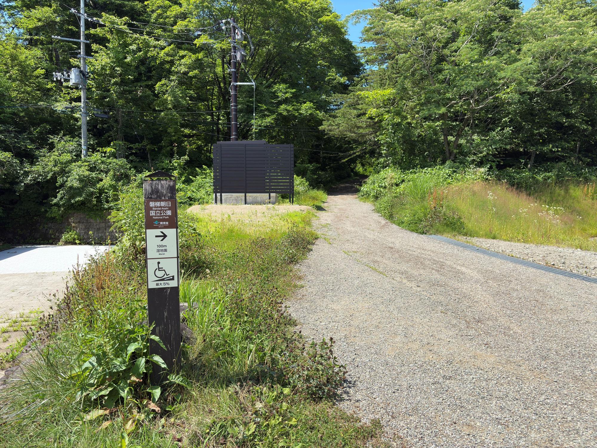 五色沼探勝路へ向かう道