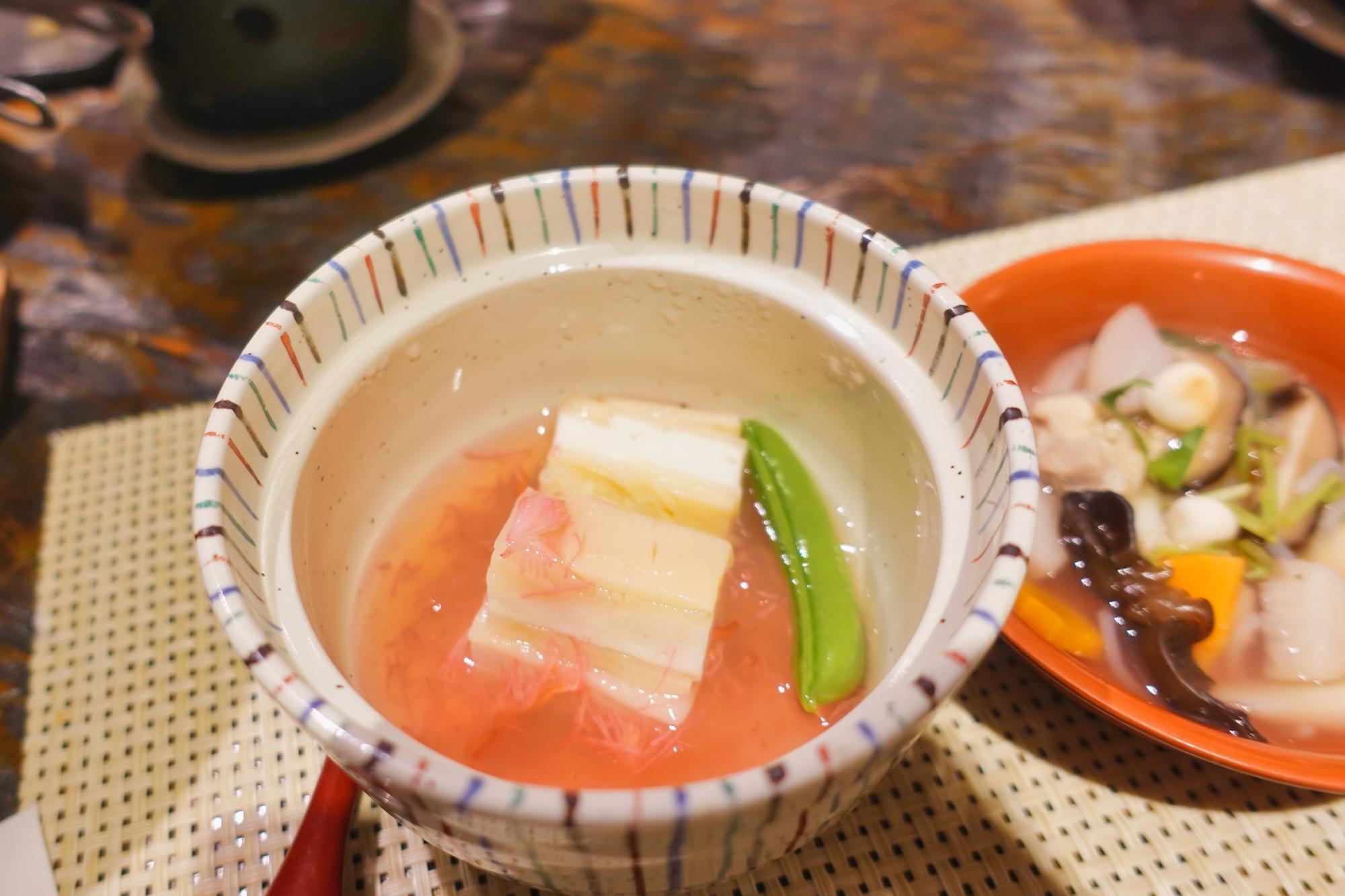 熱塩温泉 山形屋(やまがたや)  夕食「筍博多蟹餡掛け」