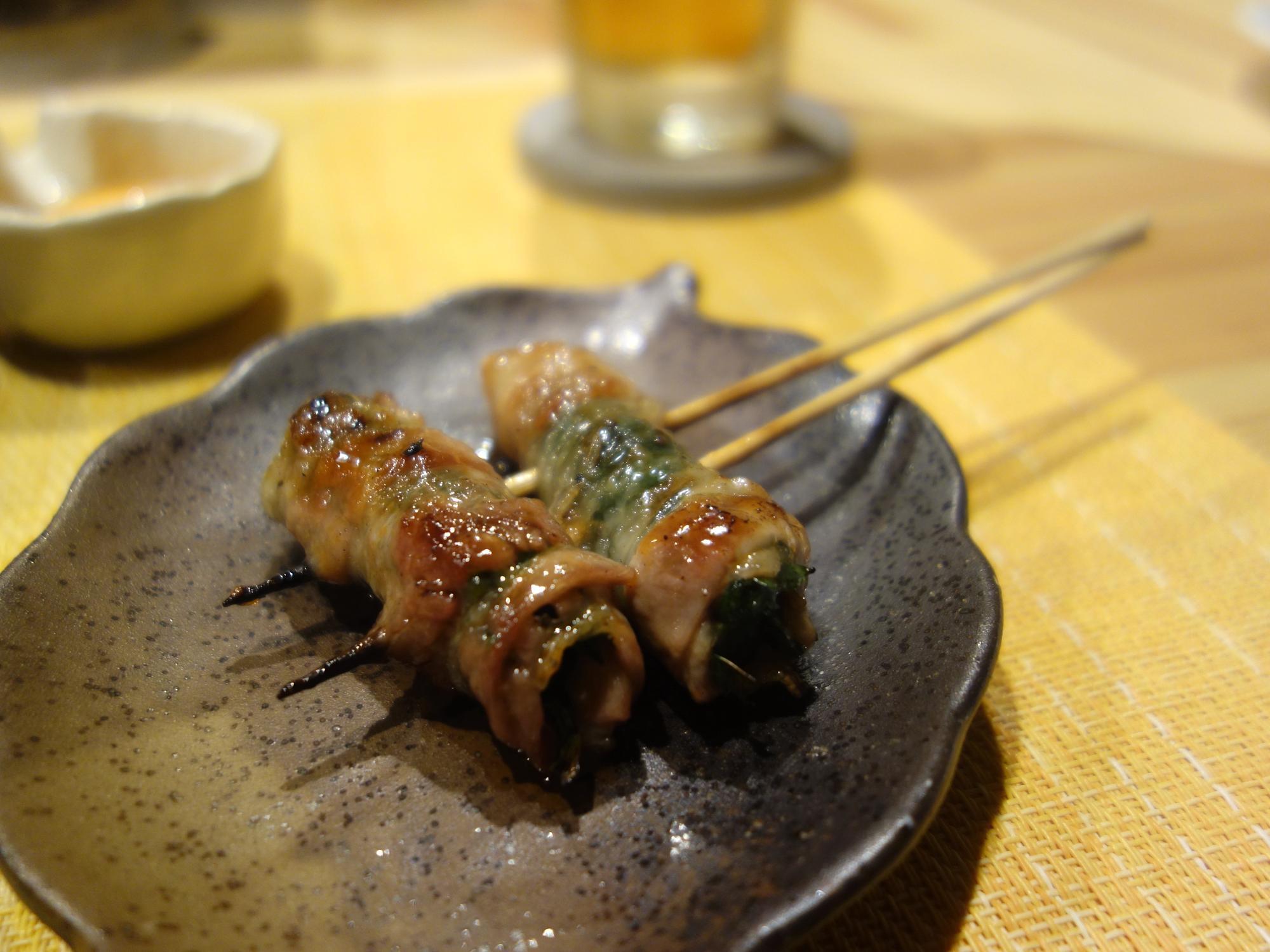 本格炭火焼鳥 萩のや ニラ肉巻き