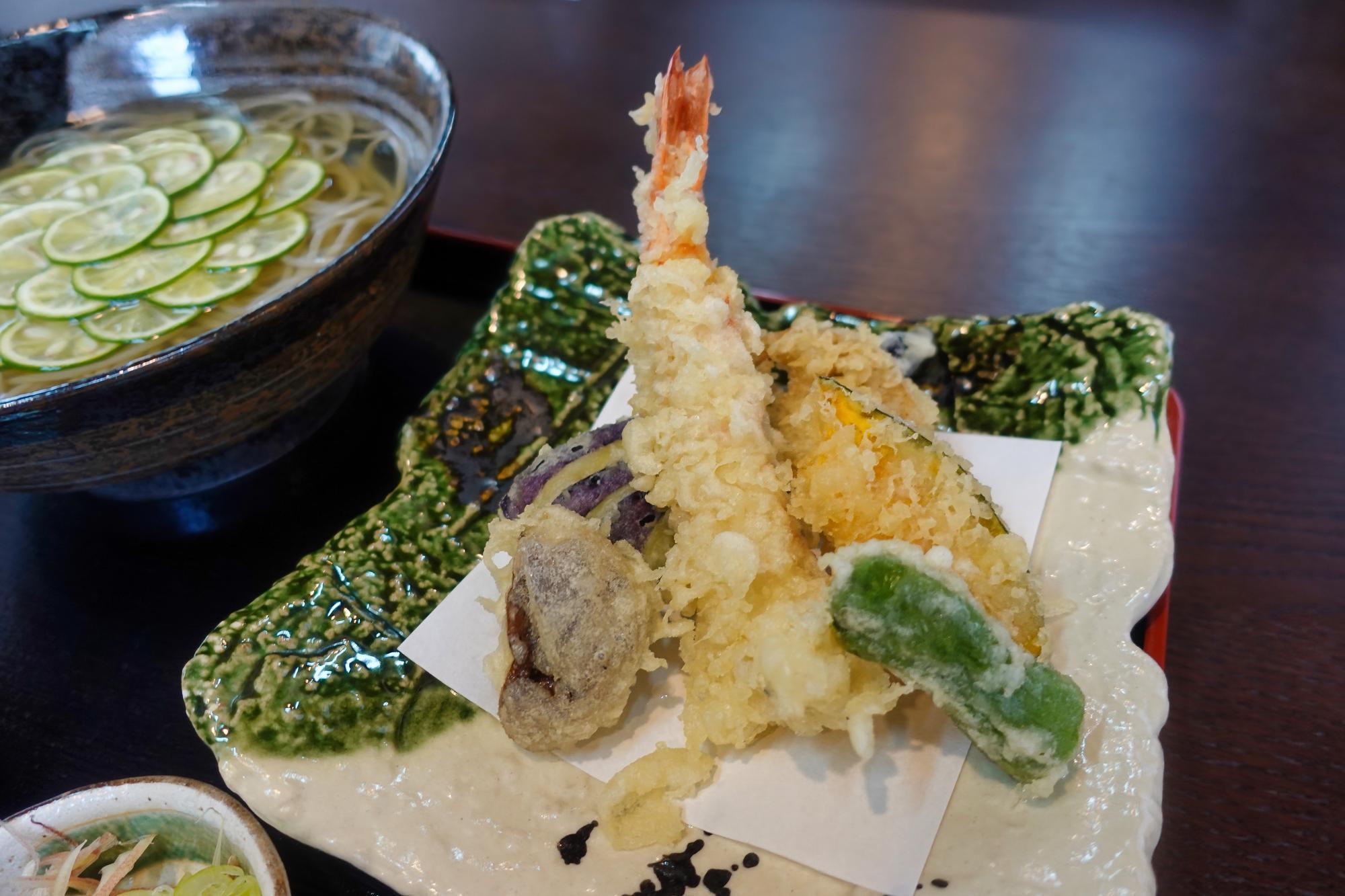 会津 おにやんま 海老野菜天